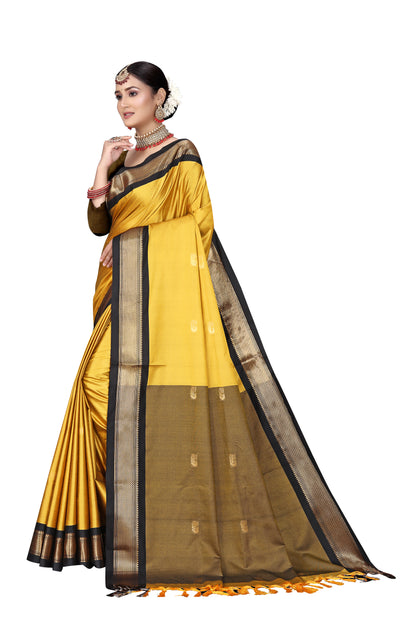 Gold Black Sico Paithani Saree With Contrast Blouse And Contrast Pallu